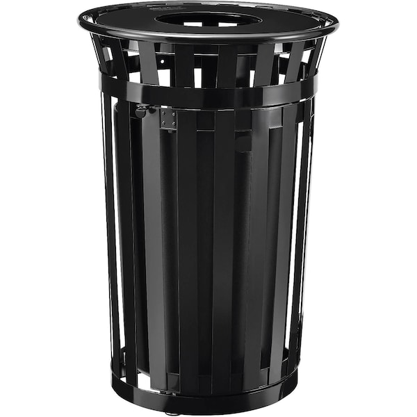 Global Industrial Round Outdoor Can, Black, Steel 261940BK - main